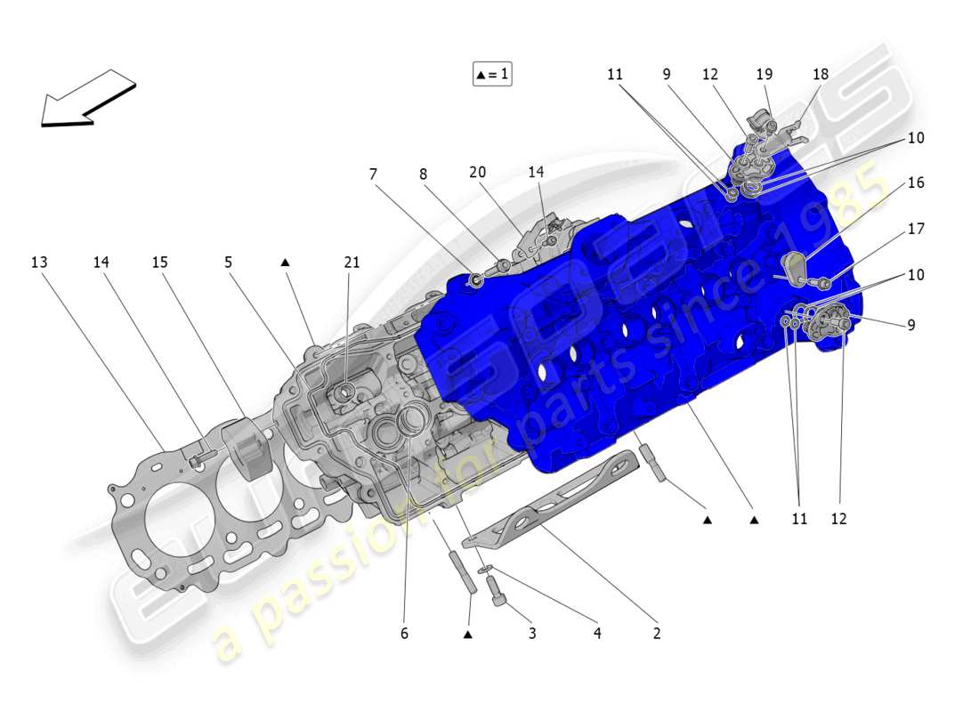 maserati mc20 (2023) lh cylinder head part diagram