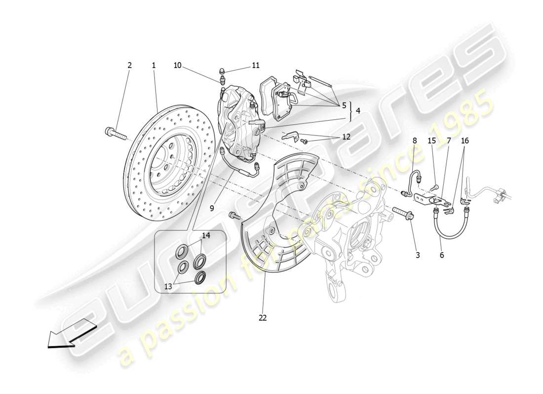 maserati ghibli fragment (2022) braking devices on rear wheels part diagram