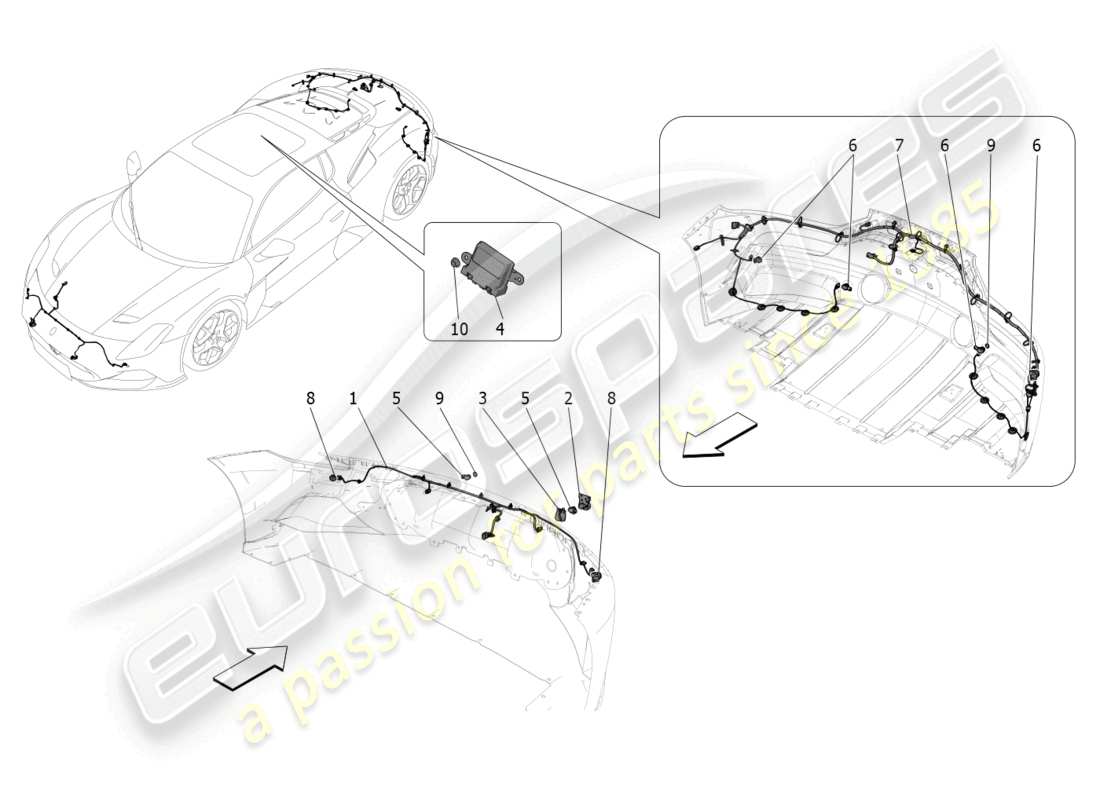 maserati mc20 (2023) parking sensors part diagram