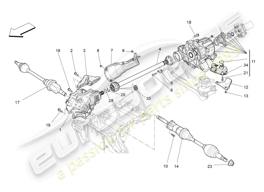 maserati ghibli fragment (2022) front wheels transmission part diagram