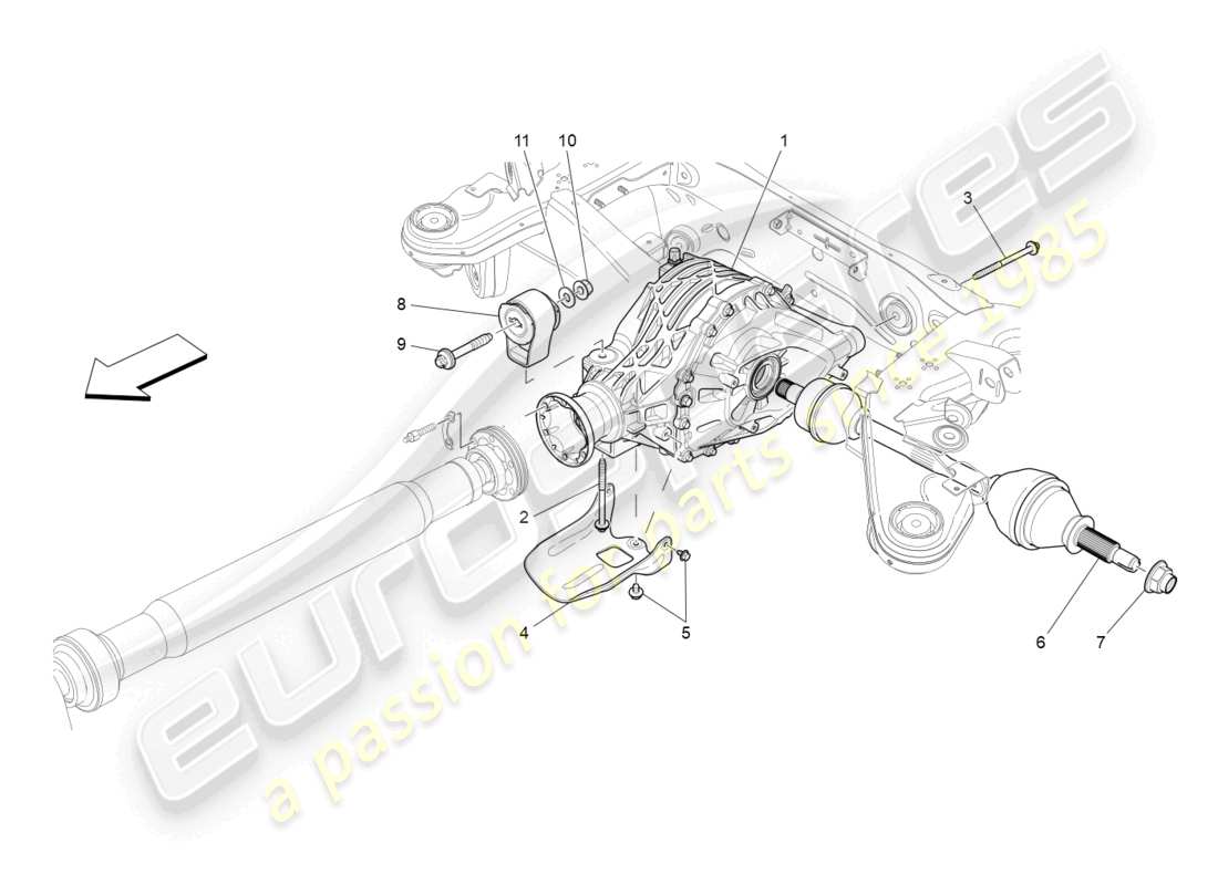 maserati ghibli fragment (2022) differential and rear axle shafts part diagram