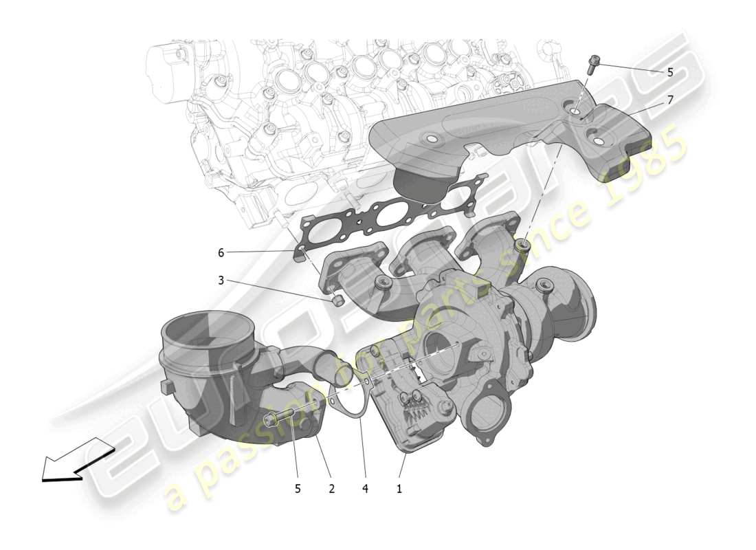 maserati mc20 (2023) turbocharging system: equipments part diagram