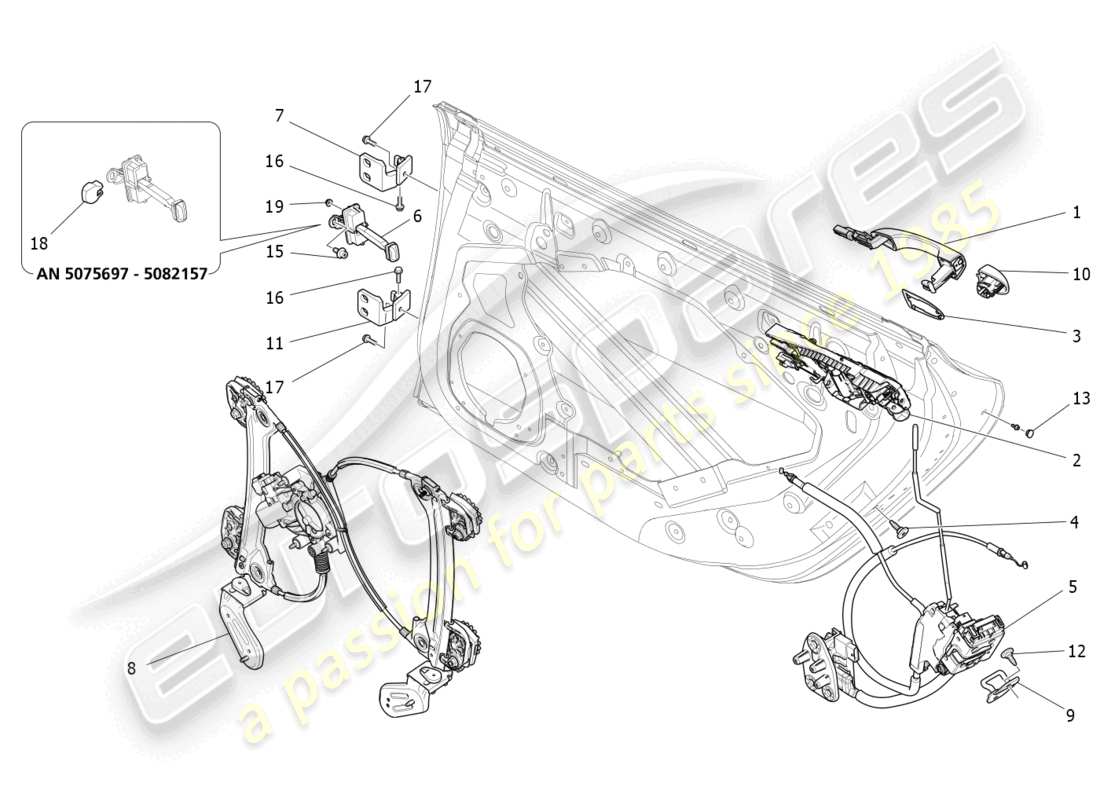 maserati ghibli fragment (2022) rear doors: mechanisms part diagram