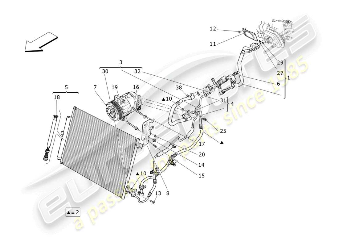 maserati ghibli fragment (2022) a/c unit: engine compartment devices part diagram