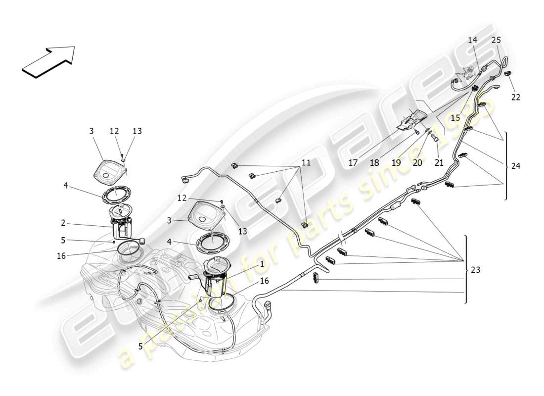 maserati ghibli fragment (2022) fuel pumps and connection lines part diagram