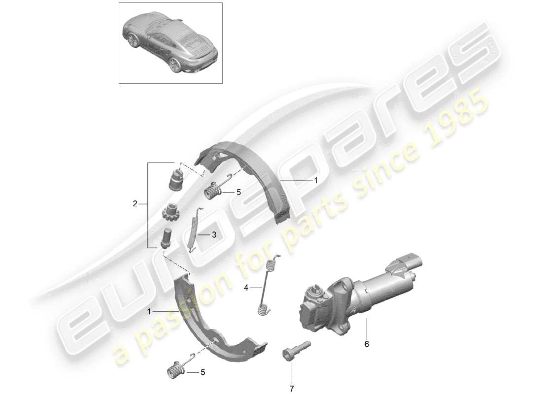 porsche 991 turbo (2018) parking brake part diagram