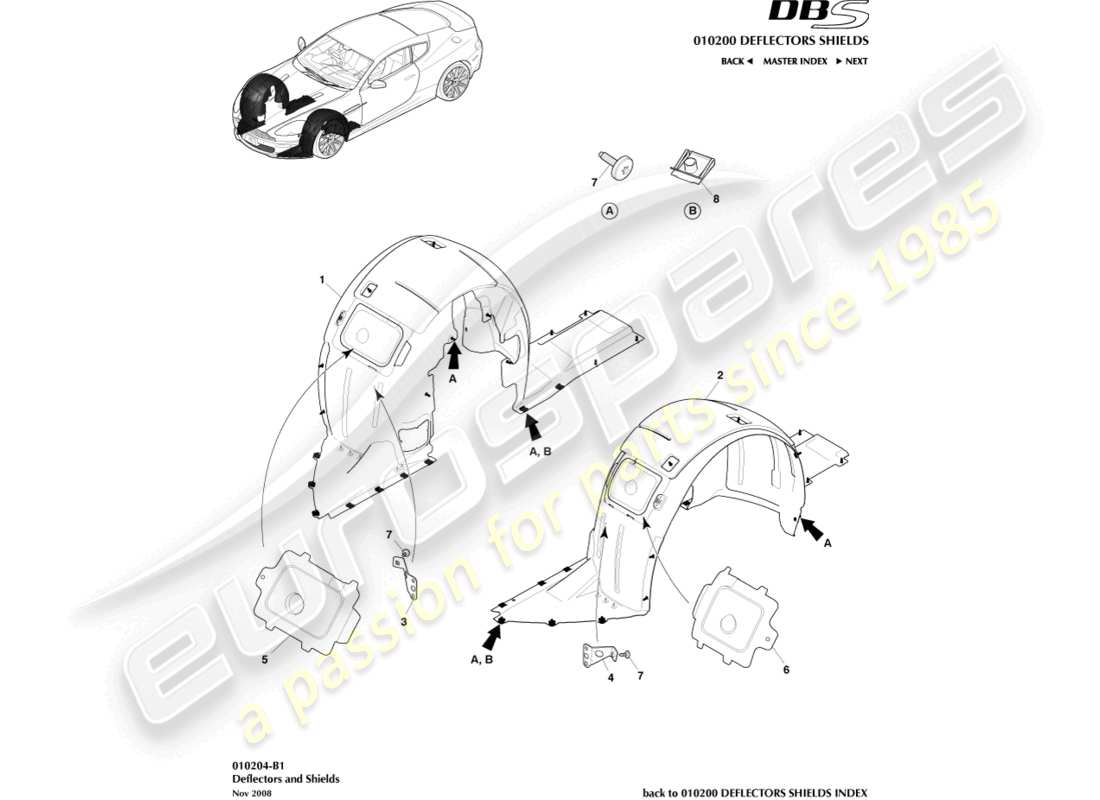 aston martin dbs (2013) front wheel arches part diagram