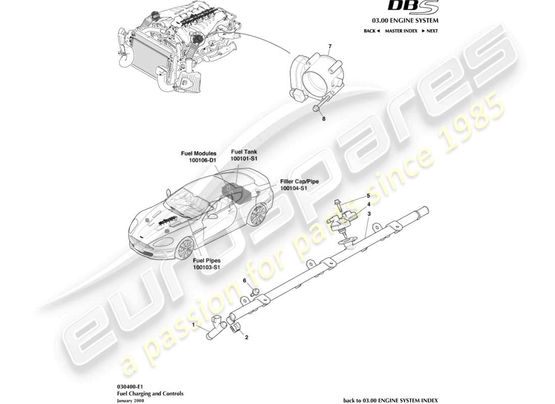 aston martin dbs (2013) fuel charging & control part diagram