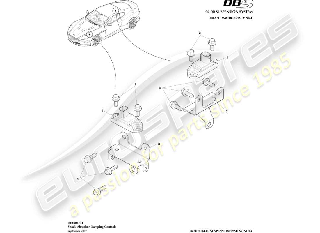 aston martin dbs (2013) shock absorber damping controls part diagram