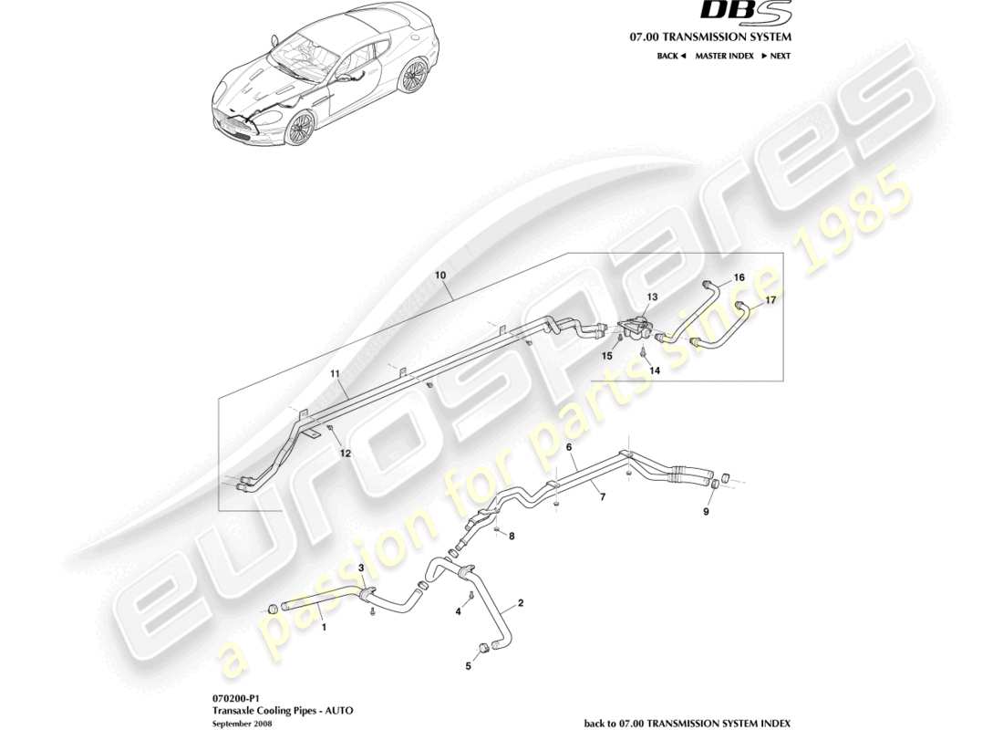 aston martin dbs (2013) transaxle cooling, auto part diagram