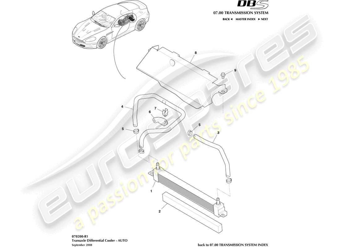 aston martin dbs (2013) differential cooling part diagram