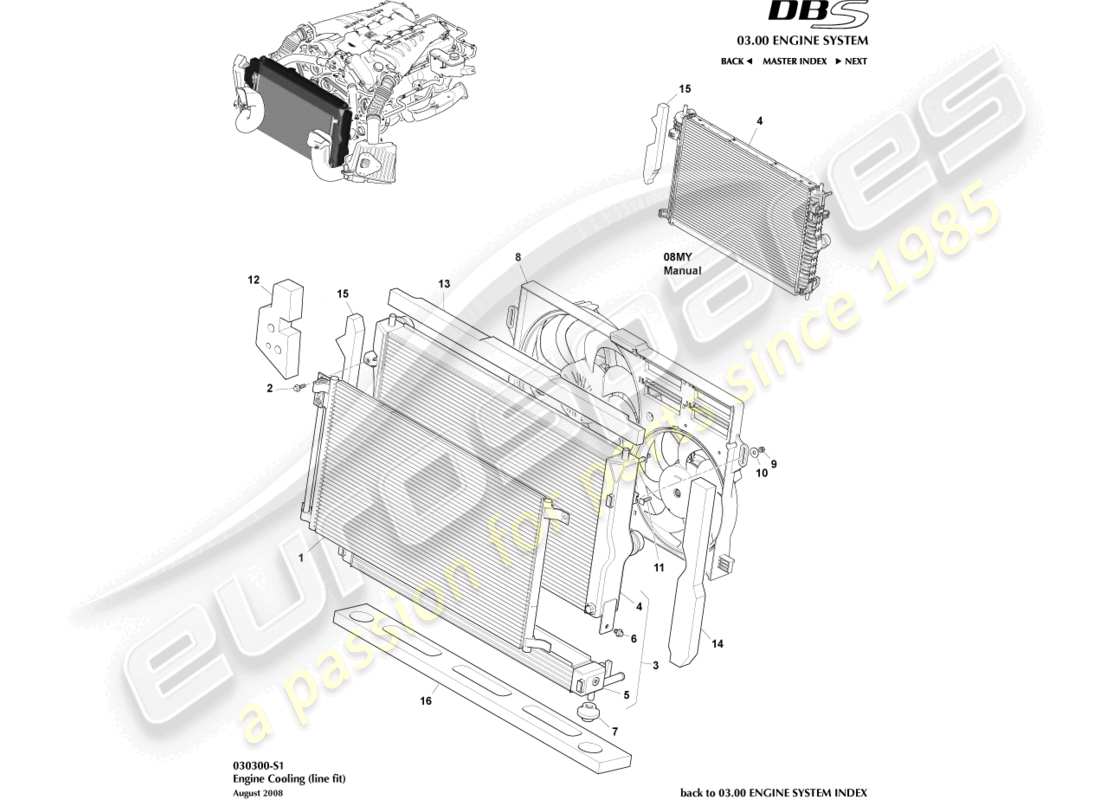aston martin dbs (2013) engine cooling (line fit) part diagram