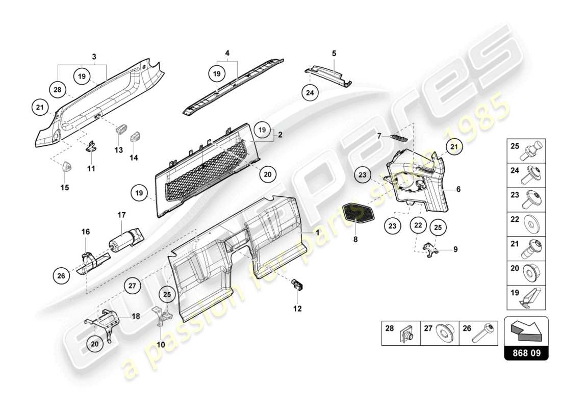 lamborghini sto (2022) rear compartment area part diagram