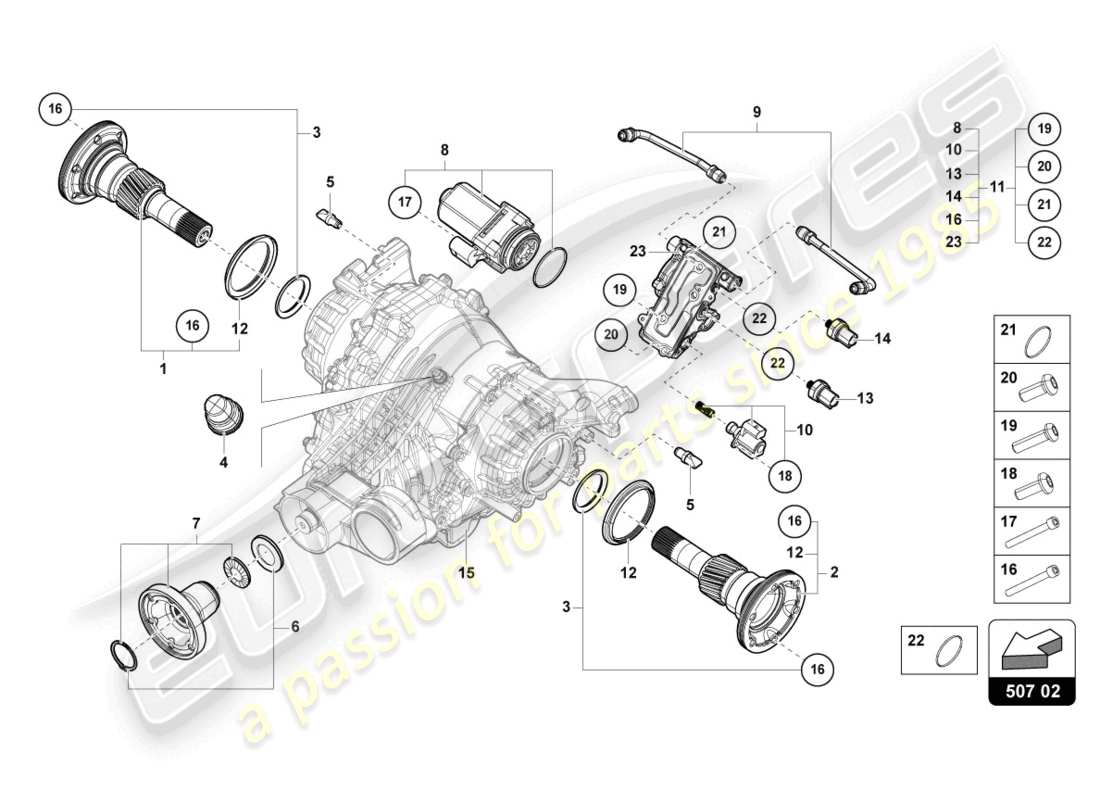 lamborghini urus (2021) for rear axle differential part diagram