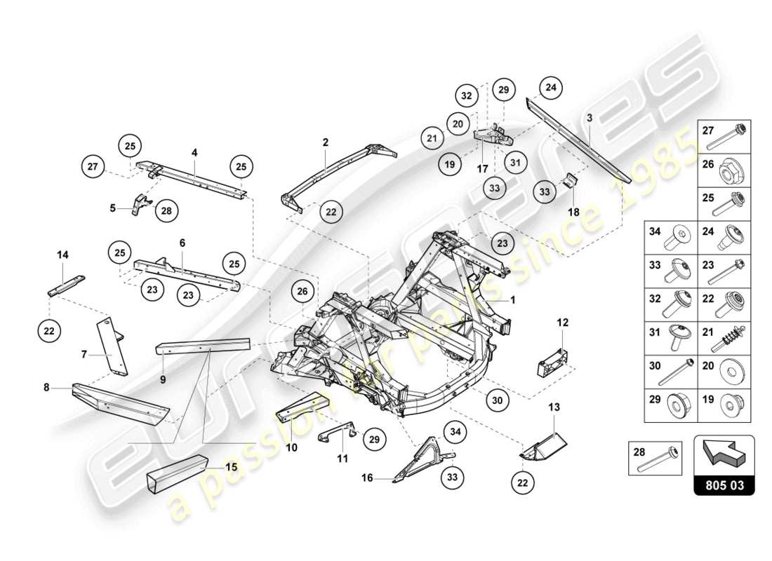 lamborghini sto (2022) chassis rear, inner part diagram