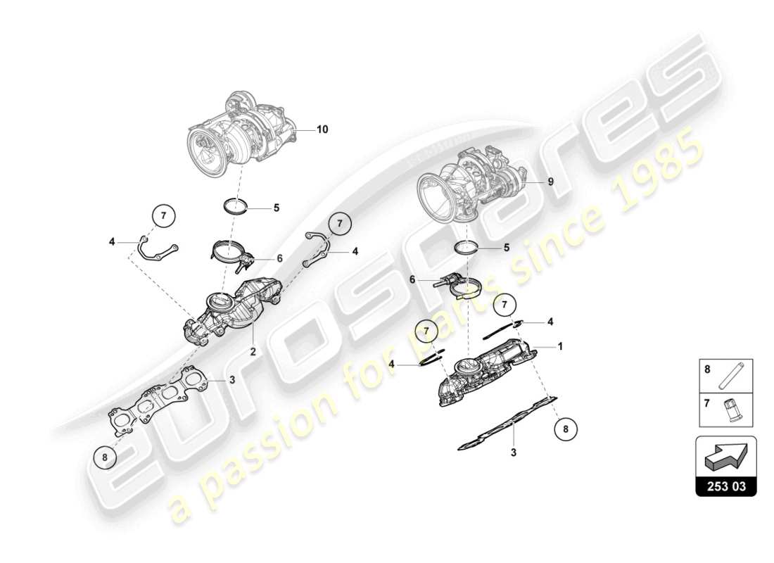 lamborghini urus (2021) exhaust manifolds part diagram