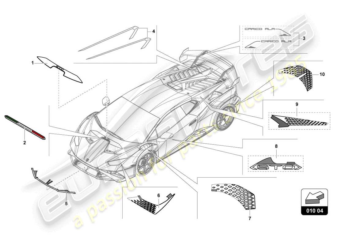 lamborghini sto (2022) decorative adhesive strips part diagram