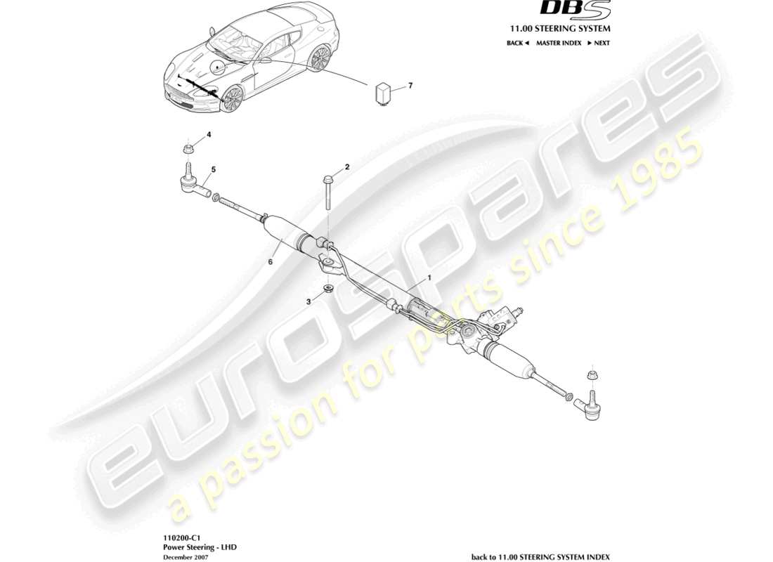 aston martin dbs (2013) power steering, lhd part diagram