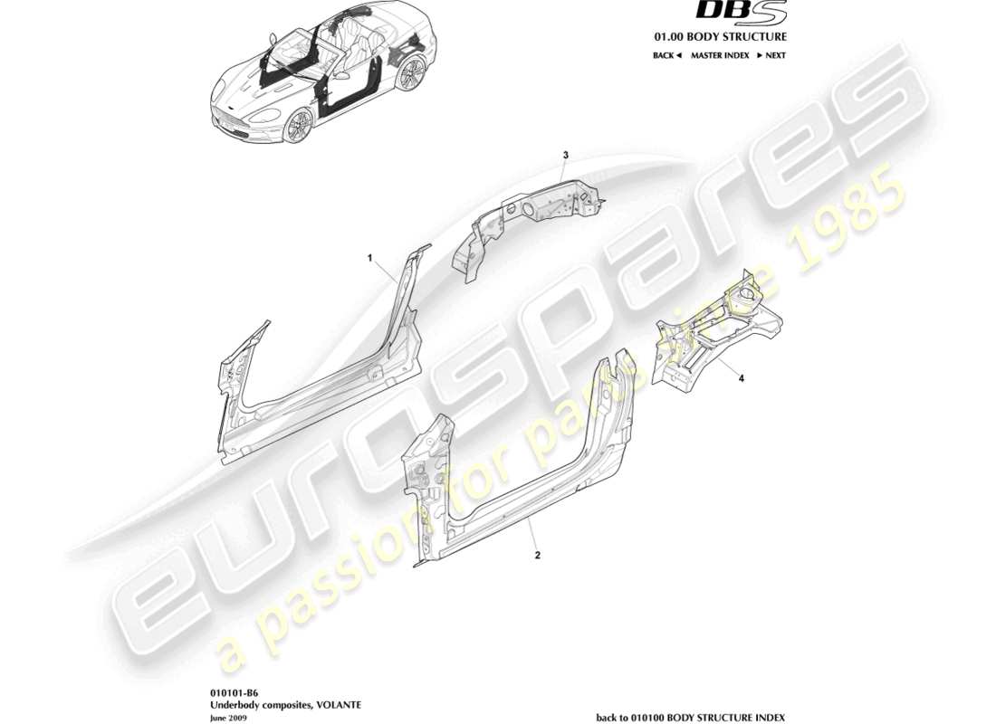 aston martin dbs (2013) underbody composites, volante part diagram
