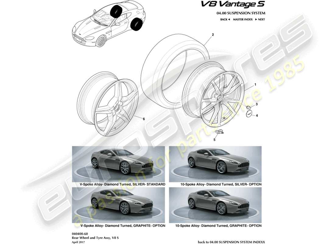 aston martin vantage gt8 (2017) rear wheels & tyres, 12.25my on part diagram