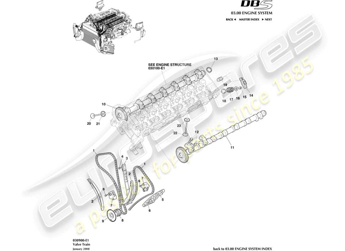 aston martin dbs (2013) valve train part diagram