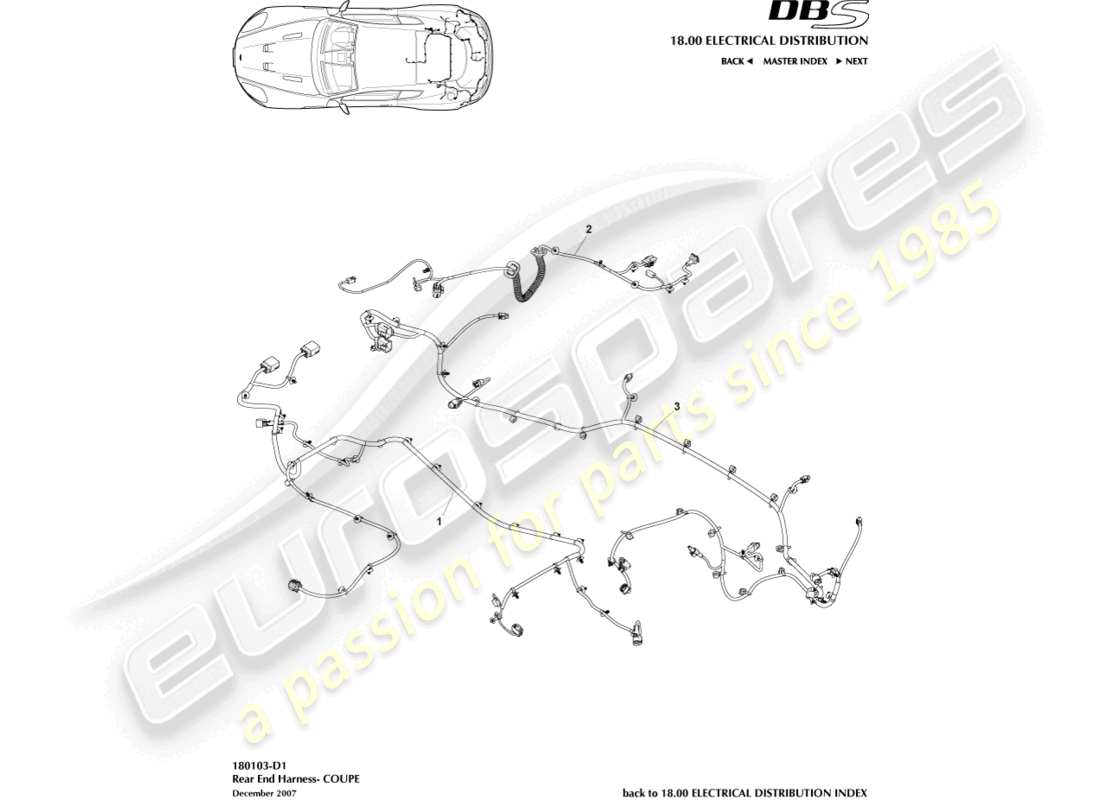 aston martin dbs (2013) rear end harness, coupe part diagram