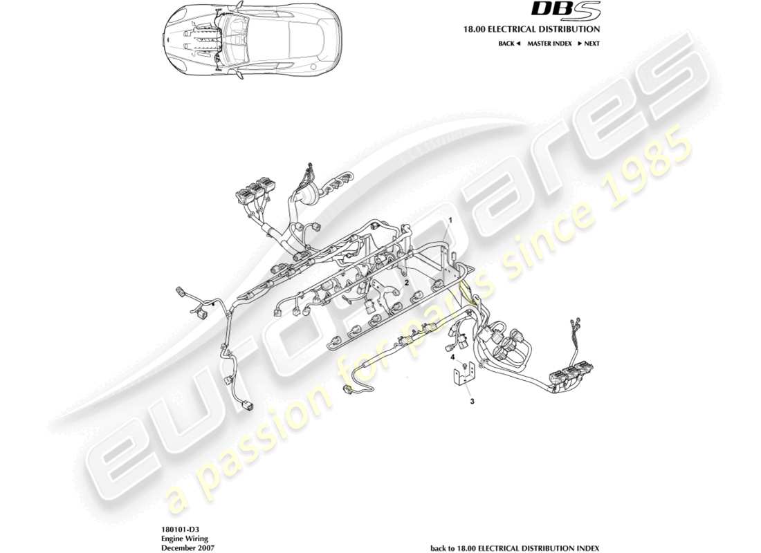 aston martin dbs (2013) engine bay harness part diagram