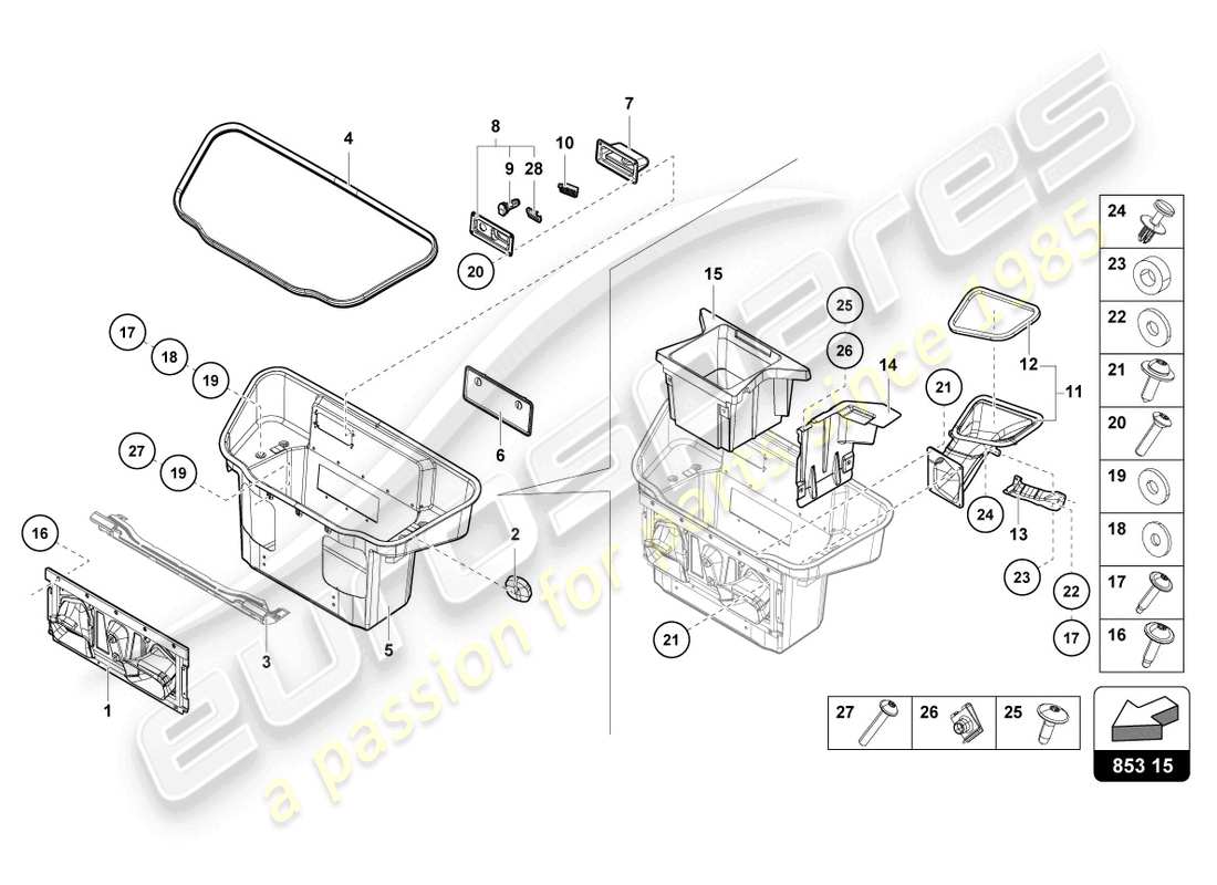 lamborghini sto (2022) luggage compartment lining part diagram