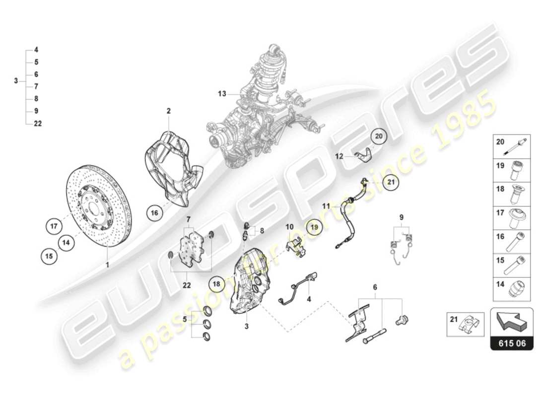 lamborghini sto (2024) ceramic brake disc front part diagram