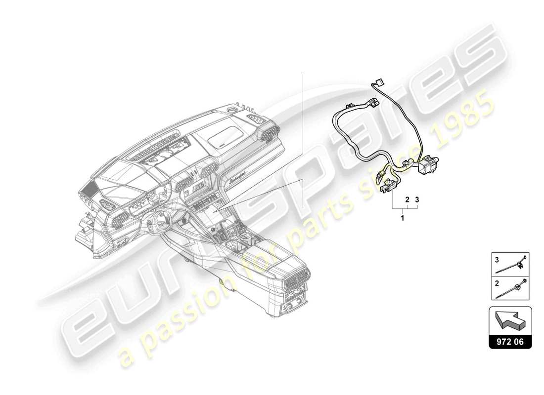 lamborghini urus s (2024) wiring harness for centre console part diagram