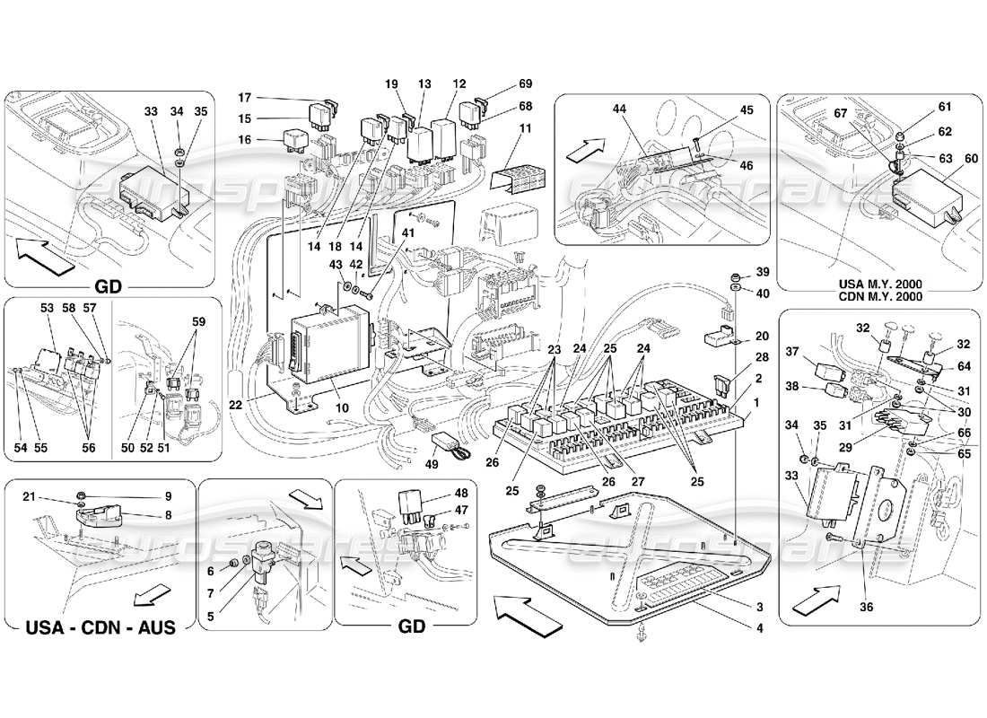 ferrari 456 m gt/m gta electrical boards part diagram