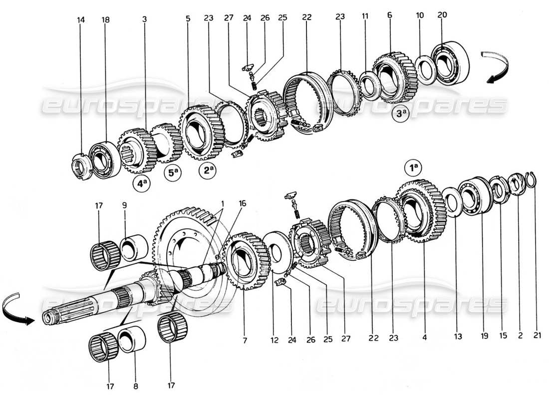 ferrari 308 gtb (1976) lay shaft gears part diagram