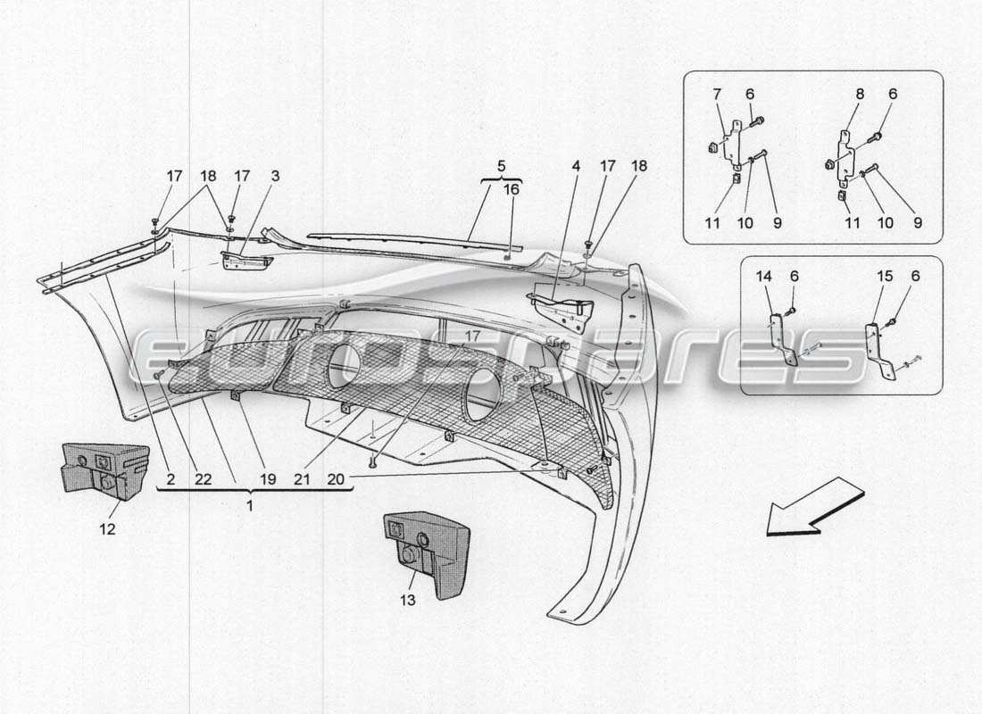 maserati grancabrio mc centenario rear bumper part diagram