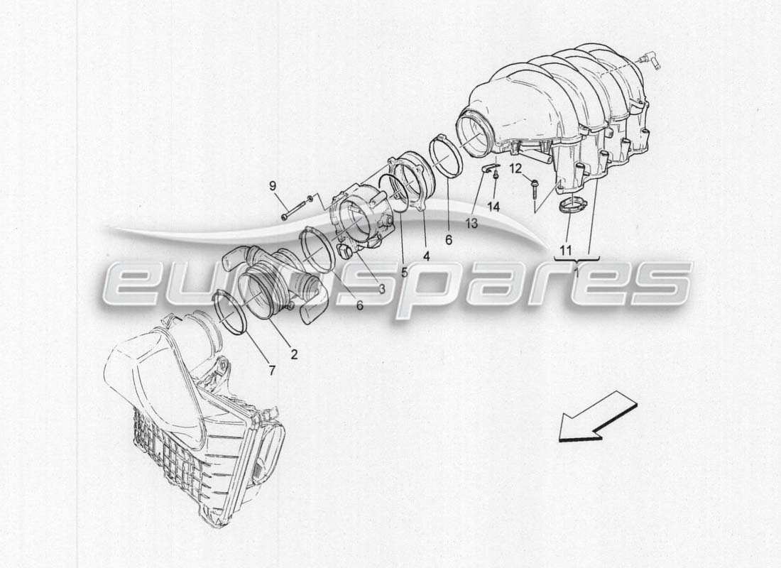 maserati grancabrio mc centenario intake manifold and throttle body part diagram