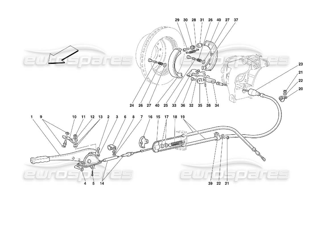 ferrari 355 (2.7 motronic) hand-brake control part diagram
