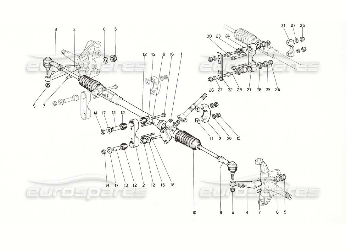 ferrari 308 gt4 dino (1976) streering box and linkage part diagram