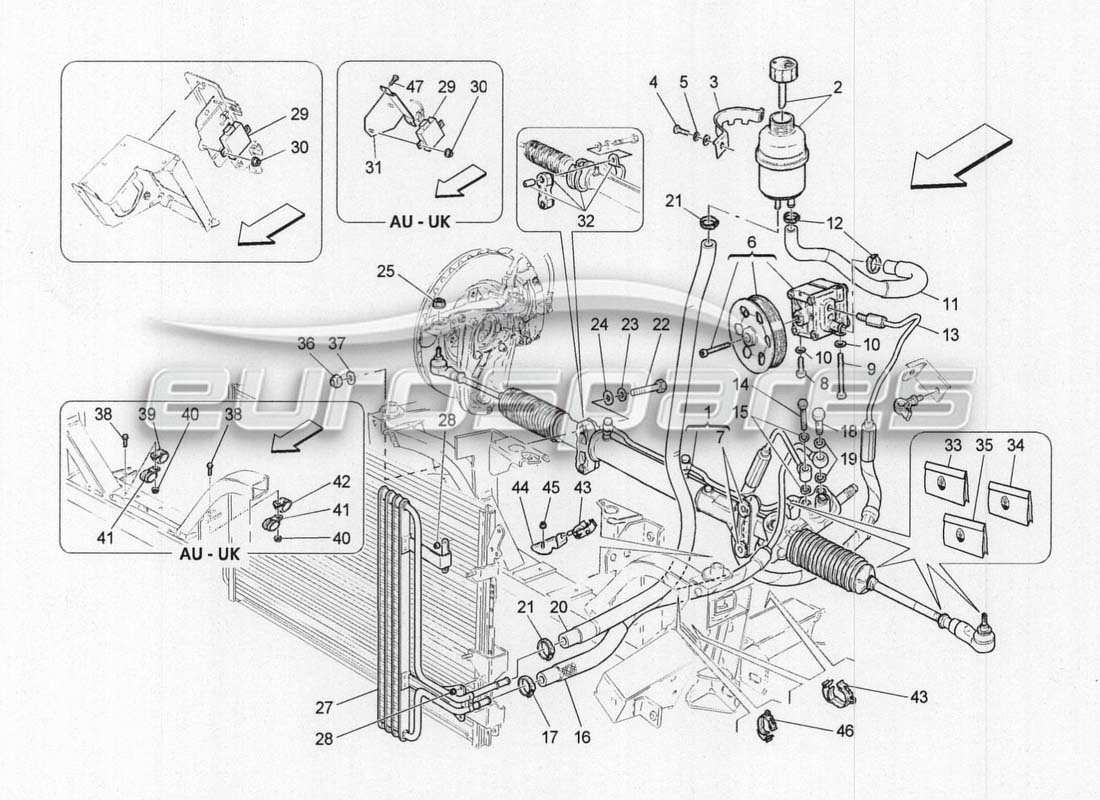 maserati grancabrio mc centenario steering box and hydraulic steering pump part diagram