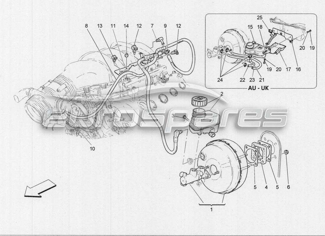 maserati grancabrio mc centenario brake servo system part diagram
