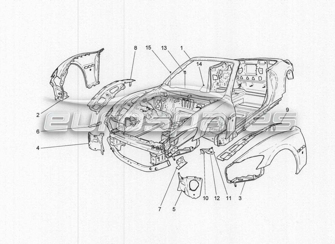 maserati grancabrio mc centenario bodywork and front outer trim panels part diagram
