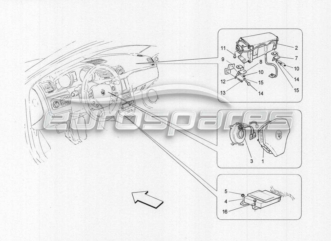 maserati grancabrio mc centenario front airbag system part diagram
