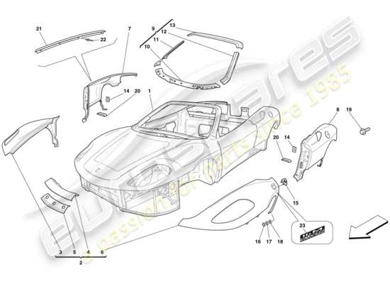 a part diagram from the ferrari f430 scuderia (europe) parts catalogue