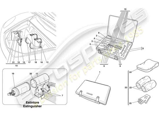 a part diagram from the ferrari f430 coupe (europe) parts catalogue