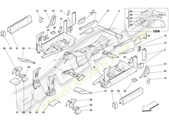 a part diagram from the ferrari 599 gtb fiorano (europe) parts catalogue