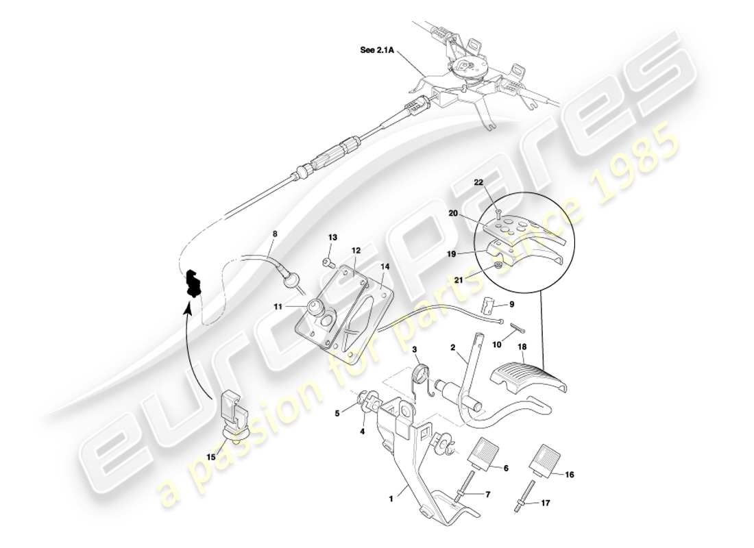 aston martin db7 vantage (2004) pedal gear, accelerator lhd part diagram