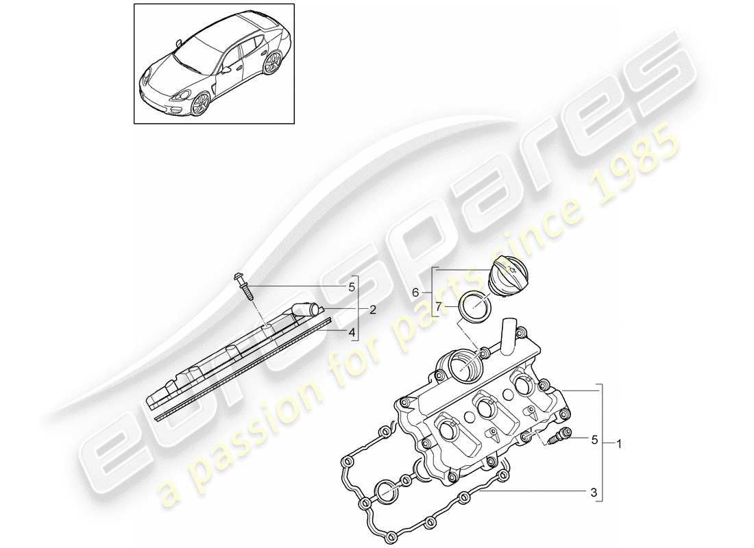 porsche panamera 970 (2010) valve cover part diagram