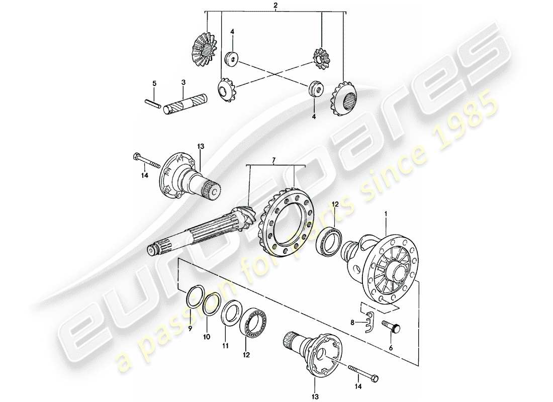 porsche 924 (1983) differential - manual gearbox - g31.01/02/03 part diagram