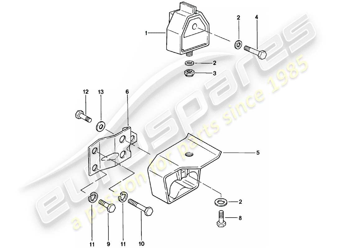 porsche 924 (1983) transmission suspension - manual gearbox part diagram