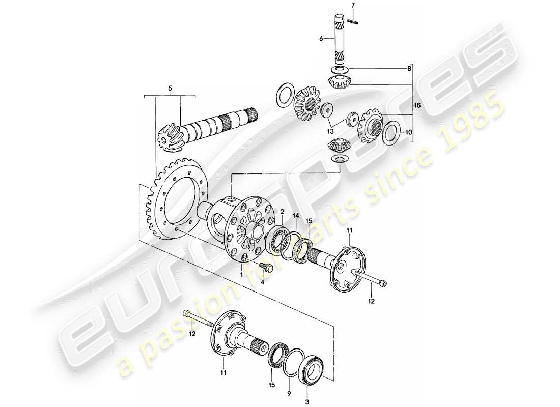 porsche 924 (1983) differential - manual gearbox - vq vr uv md - me mf mb mx - d - mj 1981>> part diagram