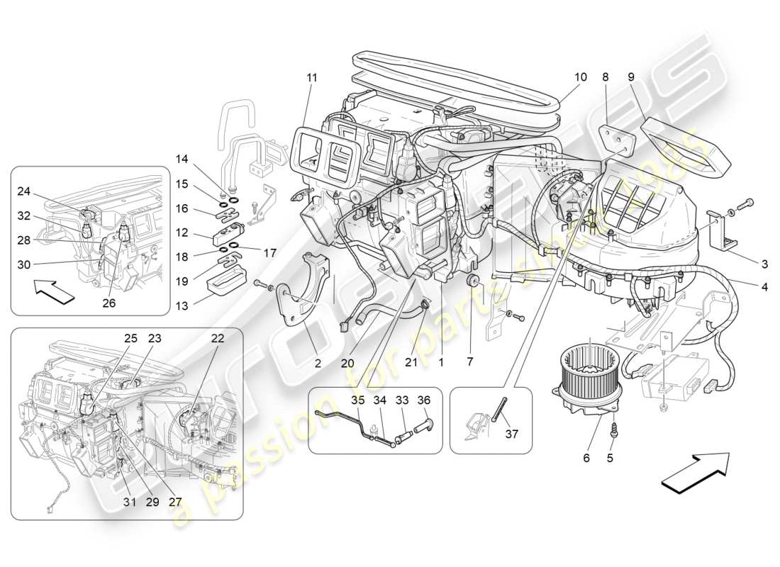 maserati granturismo s (2017) a/c unit: dashboard devices part diagram