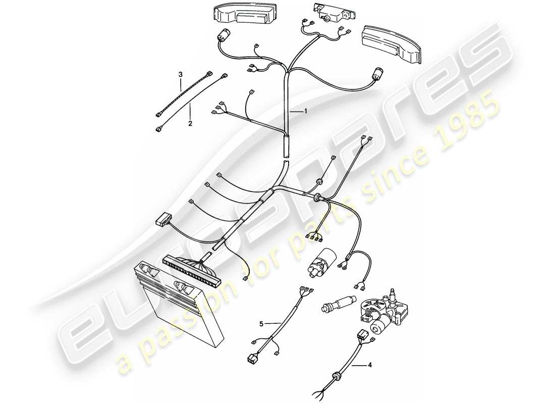 porsche 924s (1988) wiring harnesses - rear end part diagram
